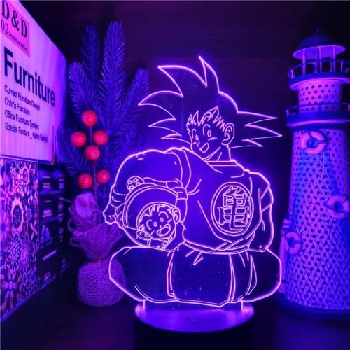 Dragon Ball Z Goku Gohan Father Son 3D ANIME LAMP Led Nightlights Color Changing lampara For Home Decoration