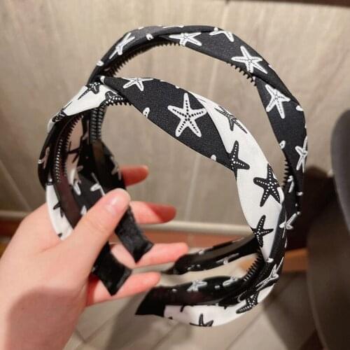 Fashion Cloth Star Twist Hairbands for Women Sweet Wedding Starfish Hair Accessories Tiara Elegant Girls Headband Headwear
