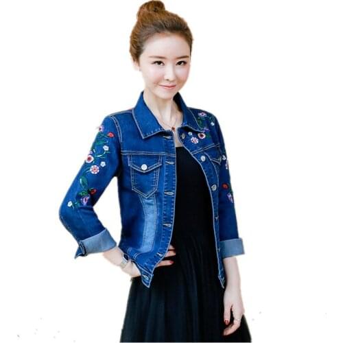 Youth clothing for women denim jacket embroidery Short denim coat NEW Korean fashion clothing cotton Womens autumn coats 1461