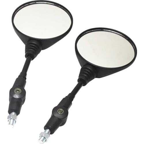 Motorcycle Scooter Street Bike Rearview Side Mirror 10mm Thread Black Round