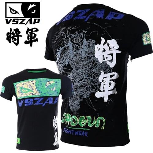 VSZAP Mens Short Sleeve Jerseys for Fighting Kick Boxing Karate MMA Wolf Head Retro Top Tees Sports Jersey