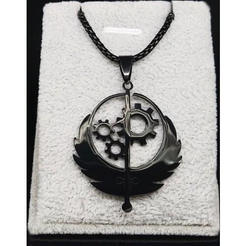 Brotherhood of Stainless Steel Fallout Pendant Necklace Men Music Patch Game Flag Necklace Jewelry gargantilla N3001S03