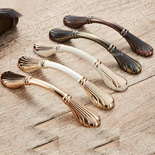 New Drawer Kitchen Handles Cabinet Cupboard Hardware Pull Zinc Alloy Threaded Closet Door Knob Solid Ivory White Gold Golden