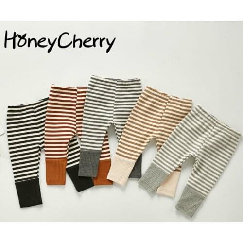 Autumn kids leggings New Candy Color boy and girl Baby Pants Infant Striped Cotton Pants