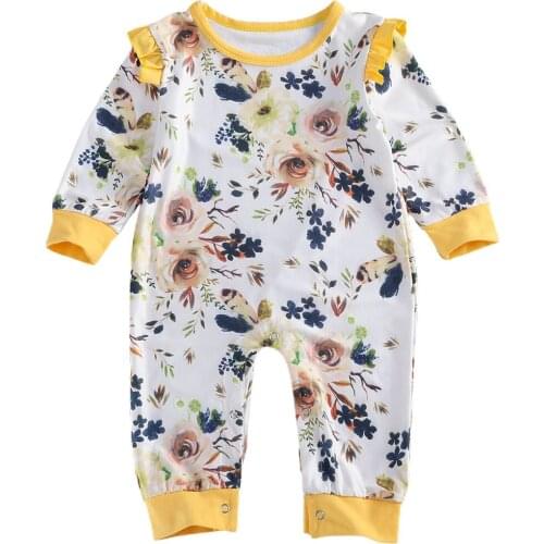 0-24M Autumn Newborn Baby Boys Girls Clothes Long Sleeve Footless Jumpsuit, Cute Printed Warm Infant One-Piece Romper