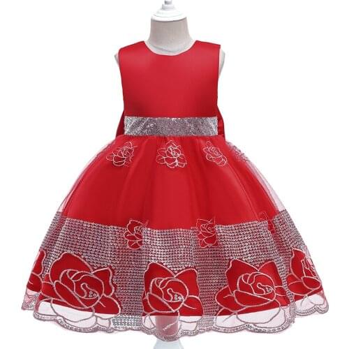 3-10 Years Flower Girls Dress Elegant Princess Sequin Bow Dress Kids Dresses For Girl Baby Children Clothing Wedding Party Dress