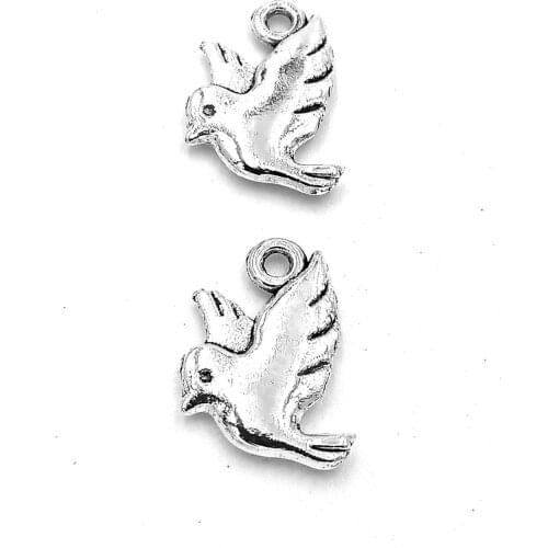 50pcs Flying bird charms pendant 15x11mm antique silver ornament accessories jewelry making DIY base material