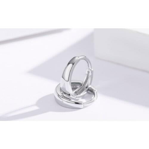 Cute Real 925 Sterling Silver Circle Loop Slim Small Round Huggie Hoop Earrings for Women Percing Girls Kids Child Jewelry Aros