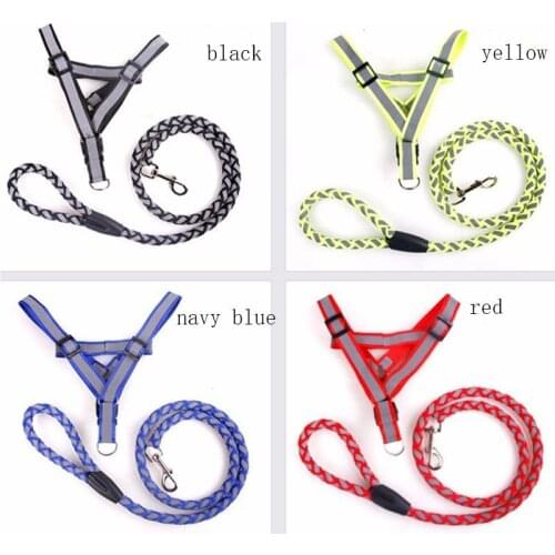 Luminous collar dog harness leash nylon glowing dog collar leashes rope pet dogs accessories breast-band basic harness supplies