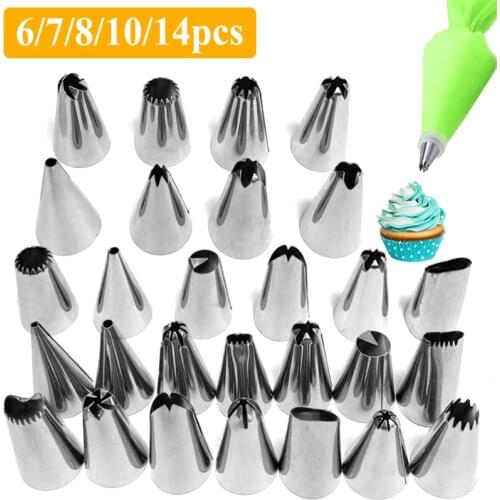 6-14PCS Silicone Cake Decorating Tools Kitchen Baking Accessories Piping Bag Spuitzak Sacca A Poche Pasticceria Form for Baking