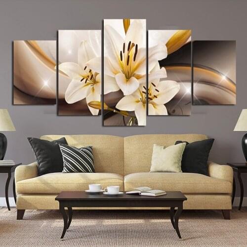 Light Luxury Orange Lily Flower Decorative Painting Simple Style Modern Golden Pattern Porch Living Room Corridor Study Room