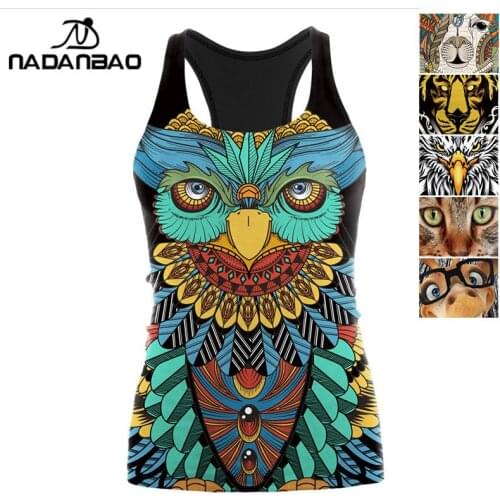 NADANBAO Vintage Totem Print Tank Tops Women Slim Black Tee Animal Pattern Streetwear Tops Purim Clothes Female Elastic Vest