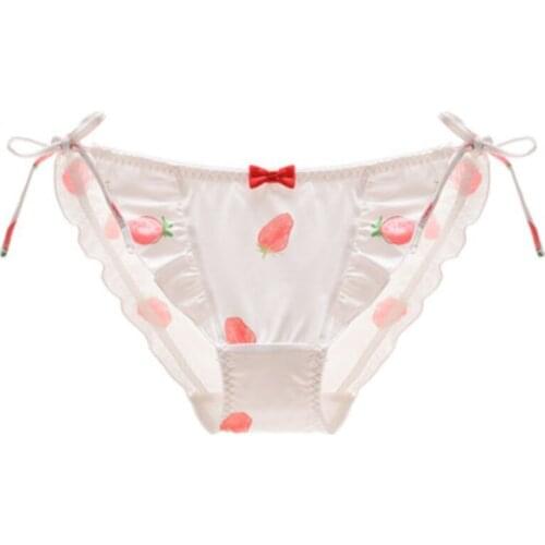 4 Style Japanese Kawaii Strawberry Panties Sexy Underwear Women Lingerie Femme Cotton Panty Lolita Briefs See Through Panties