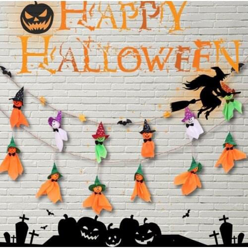 Creative Halloween Hanging Pull Flag Funny Scarecrow Banners Decorative Props Party Supplies for Bar Garden Home Decoration