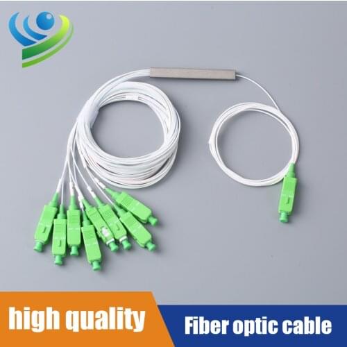 1X8 PLC Mini Fiber Optic Splitter SC/APC SM 0.9mm PVC 1.5m Single Mode Fiber Optic Splitter