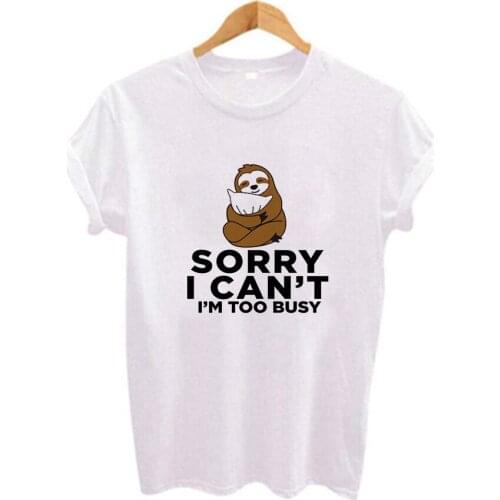 Women t shirt Cartoon sloth Print Casual Short Sleeve O-Neck t-shirt Cute style Tumblr tshirts female t shirt