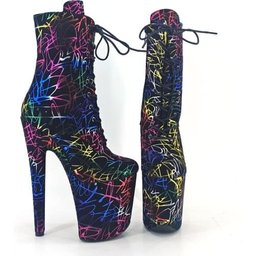 Leecabe 20CM/8Inch Womens Platform disco party High Heels Shoes Pole Danceboot