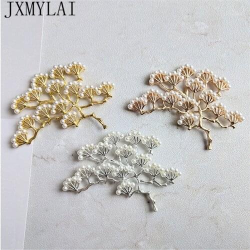 10 PCS 55*70mm Fashion Metal Alloy Imitation Pearl Tree Connectors Charm For Jewelry Making