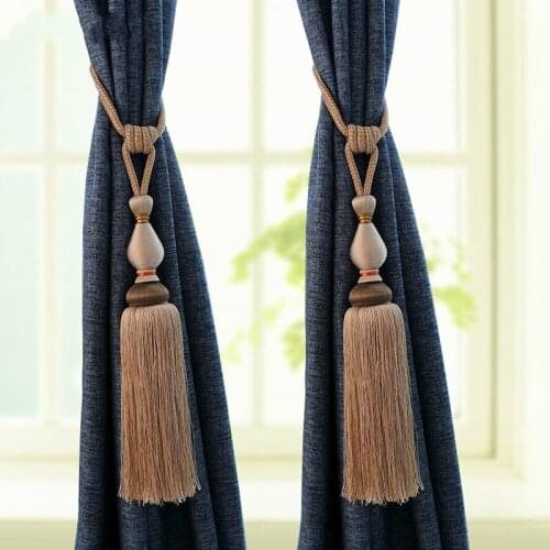 2Pcs Curtain Tiebacks Tassel Fringe Ropes Hanging Belt Balls Curtain Buckles Clasp Clips Curtain Accessories Tie Backs