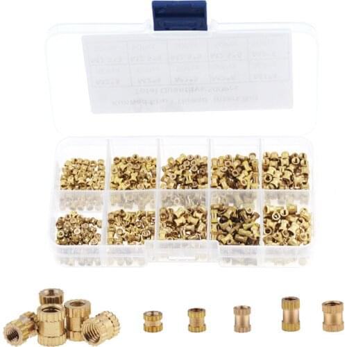 200/500PCS/BOX M2*L-3.5 M2.5*L-3.5 M3*L-4.2(OD) Injection Nut Copper Insert Knurled Nuts Knurling Kit For Electrical