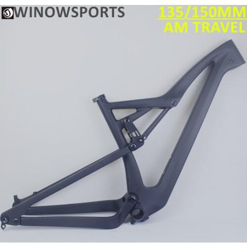 2020 Winowsports All moutain full suspension mtb carbon frame travel 135mm and 150mm 27.5ER/29ER MTB AM Frame axle 142mm/148mm