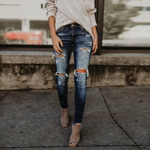 2021 Ripped Jeans Women Slim High Waist Boyfriend Jeans Cotton Summer Autumn Casual Streetwear Denim Skinny Pencil Long Pants