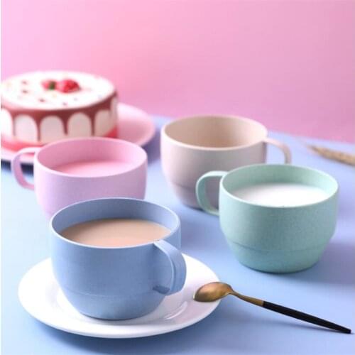 2021 Style Simple Fashion Eco-Friendly Green Degradable Wheat Straw Milk Coffee Cup Breakfast Tea Mug For Reststaurant Household
