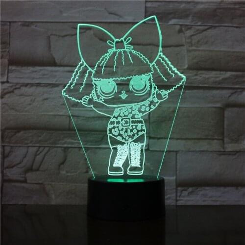 Little Girl 3D Led Table Lamp Kid Bedside Lighting Decor Light Cartoon Characters 7 Color Change Friends Kids Birth Gift 3025