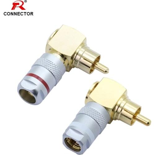 8PCS RCA Right Angle Connector RCA HIFI Cable Terminals Gold Plated RCA Male Plug
