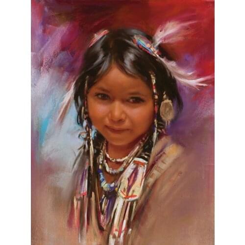 American Natives Indian little girl 5D DIY Diamond Painting Cross Stitch Diamond Embroidery full Square round Diamond Mosaic art
