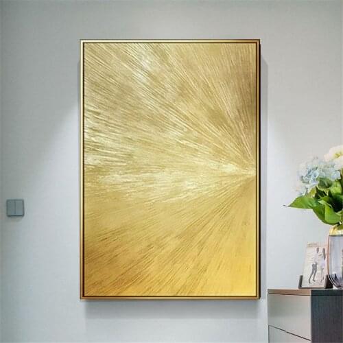 Large mural oil painting vertical handmade abstract art living room decorative painting golden decorative frameless painting art