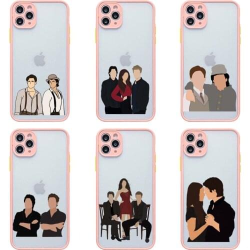 The Vampire Diaries Damon Phone Case For iphone 12 11 Pro Max Mini XS 8 7 Plus X SE 2020 XR Light pink Matte Transparent Cover