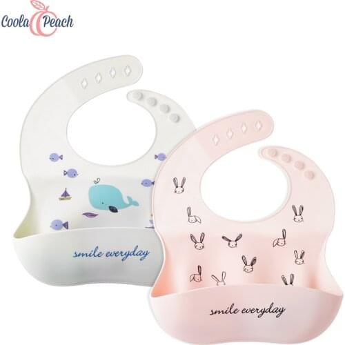 Coola Peach Eco-friendly BPA Free Silica Gel Bib Waterproof Washable Silky Soft-Easy To Adjust & Use