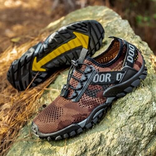 Summer Mesh Breathable Hiking Shoes Men Outdoor Slip on Mountain Trail Trekking Shoes Women Anti-Skid Wearable Mens Sneakers