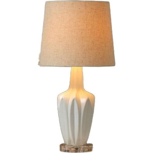 NEW Creative Handmade Europe Chiese Ceramic Linen Fabric led E27 Table Lamp for Wedding Decor Living Room Bedroom H 61cm 1731