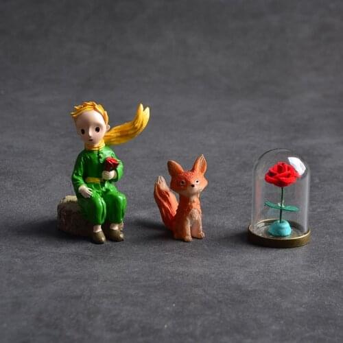 Lovely The Little Prince Rose Action Figure Fox Resin Figurine Collection Model Doll for Girl Boy Gift Home Desktop Decoration