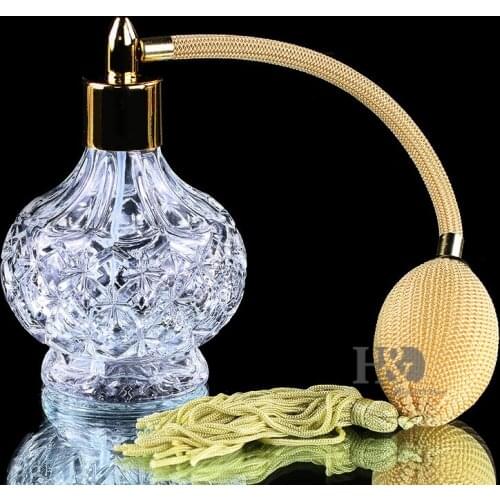 H&D 80ml Clear Vintage Empty Refillable Glass Perfume Bottle Spray Atomizer Bulb with Tassels for Lady Gift Home Wedding Decor