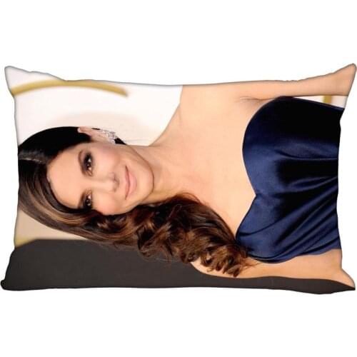 HOT SALE Sandra Bullock Pillowcase Satin Fabric Bright Smooth Rectangle Zipper Pillow Cases Home Wedding Friend Gift