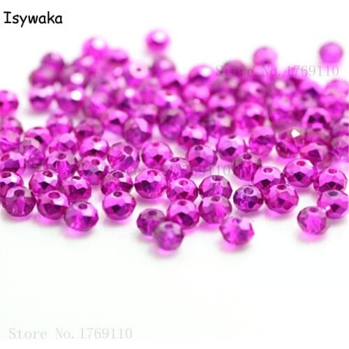 Isywaka New Rose Colors 4mm 145pcs Rondelle Austria faceted Crystal Glass Beads Loose Spacer Round Beads Jewelry Making