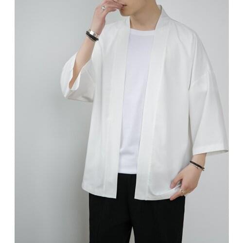 Chinese Style Harajuku Shirt Black Kimono Cardigan Women Men Japanese Fashion Samurai Japanese Style Kimono Haori