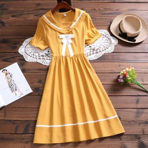 Summer new cute sweet dress japan style short sleeve mori girl casual vestidos
