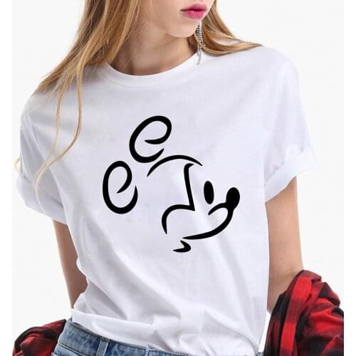 Summer Women T Shirts Mickey Mouse Print Cartoon Disney T Shirt O-neck Female S-3XL Girls T-shirts Streetwear Women Clothes
