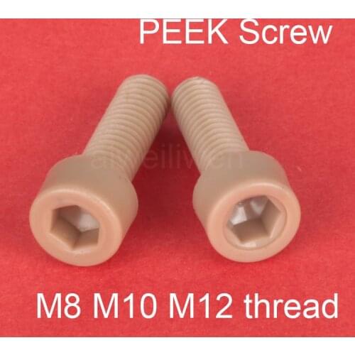 M8 M10 M12 thread PEEK HEX SOCKET Cap Screw Allen bolt polyether-ether-ketone Resistant to high temperature, corrosion and acid
