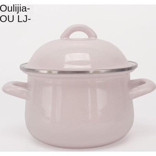 16cm 1.5mm L Mini Macaron Small Pot Enamel Thick Enamel shuang er guo Food Supplement Dessert Pot