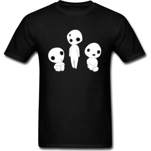 Kodamas Tree Spirit T-shirt Mens 100% Cotton Tops Anime Tees Customized Man T Shirts Japan Swag T Shirts Mononoke Hime Princess