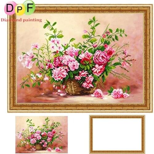 DPF Framed Diamond Embroidery kits Rose round Diamond Painting Cross Stitch Needlework Rhinestone home Decor picture crafts