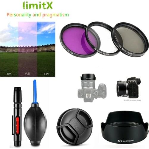 43mm Filter Kit UV CPL FLD Reversible Lens Hood Cap Cleaning Pen for Canon RF 50mm F1.8 STM Lens for EOS R5 R6 Ra R RP Camera