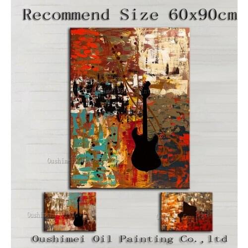 Newest Designed Pop Modern Painting Hand-painted Abstract Instrument Musical Oil Painting Guitar And Piano Oil Paintings