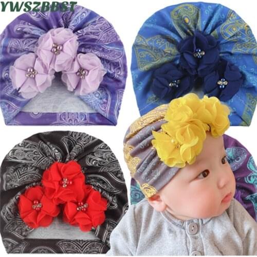 New baby accessories Cotton Infant Hat Spring Autumn Lace flower Baby Hat Scarf Girls Knitted Cap Winter Colorful Children Hat