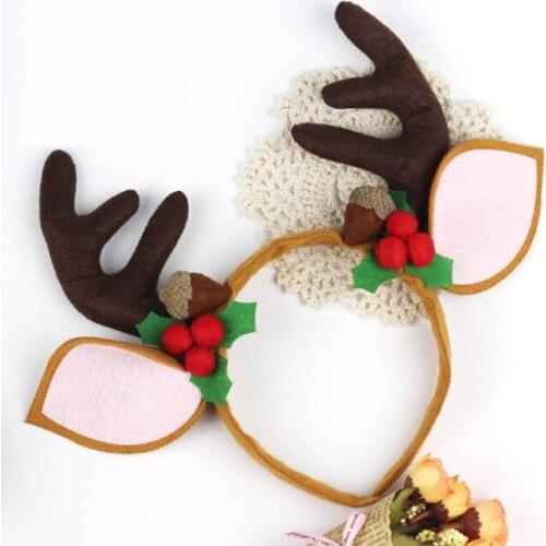 Felt Diy Craft Merry Christmas Cute Lively Headband Santa Xmas Party Decor Double Hair Band Clasp Head Hoop Toys